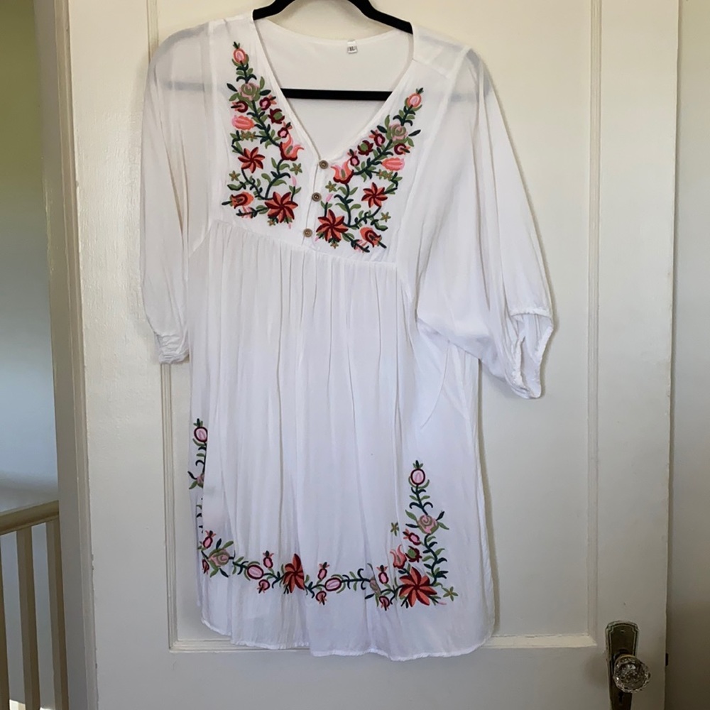 COPY - Cute embroidery white dress